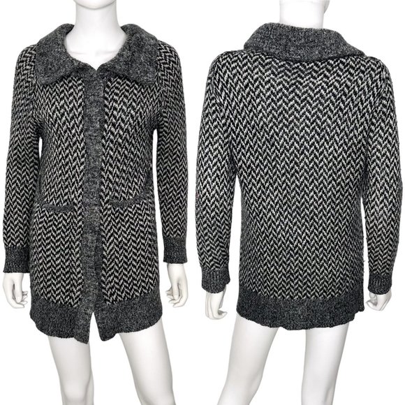 Joe's Jeans Sweaters - Joe’s Jeans Mohair Blend Herringbone Knit Snap Button Front Cardigan Sweater